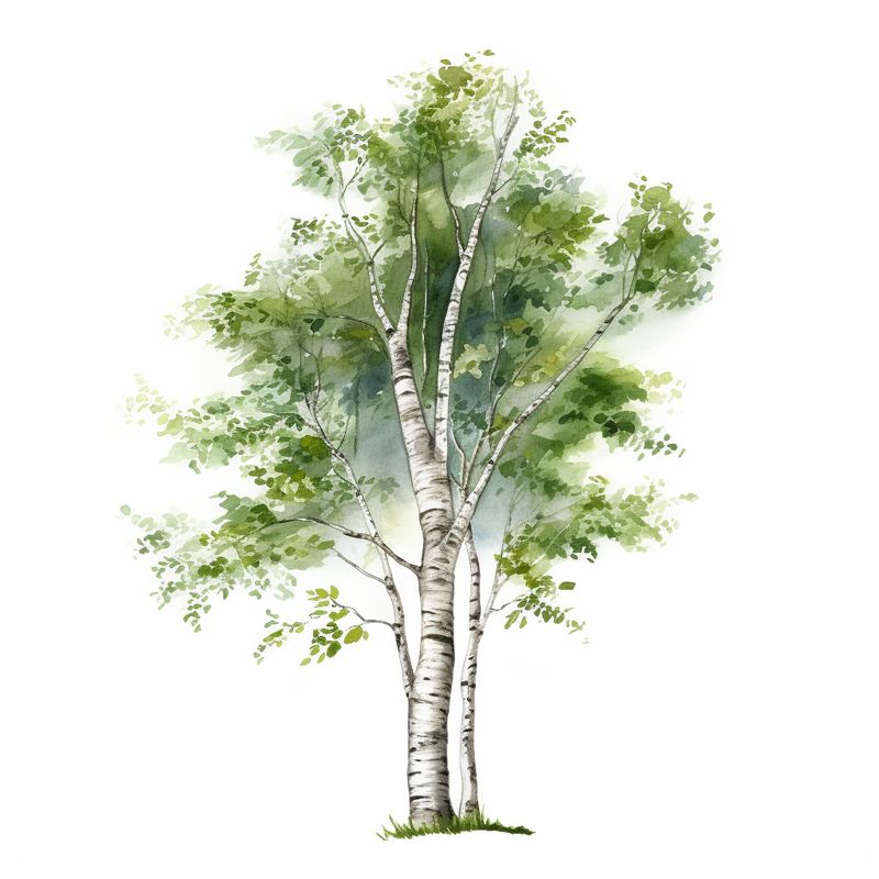 Берёза акварель