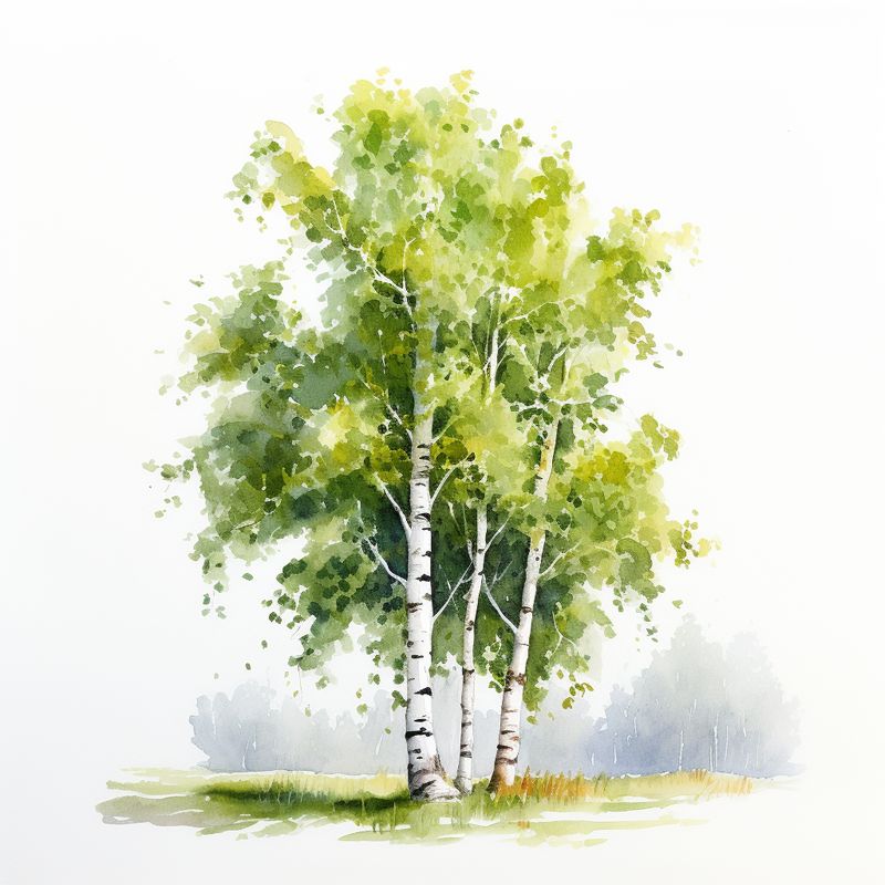 Берёзы акварель