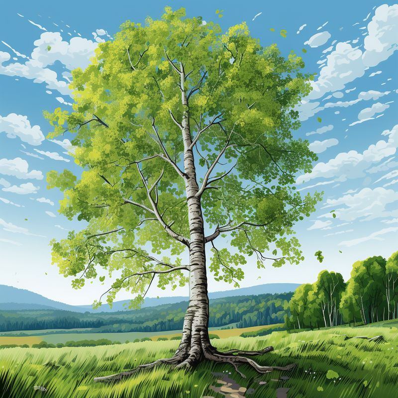 Берёза на поле