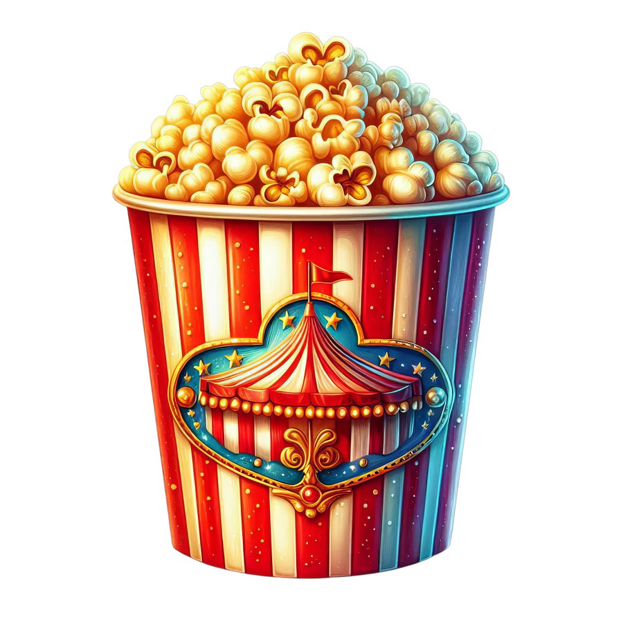 Попкорн в ведёрке с рисунком циркового шапито