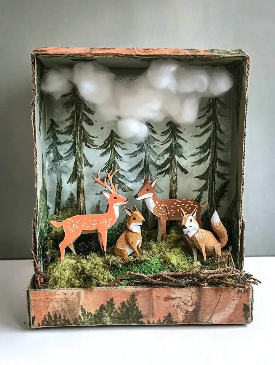 Диорама леса в обувной коробке
