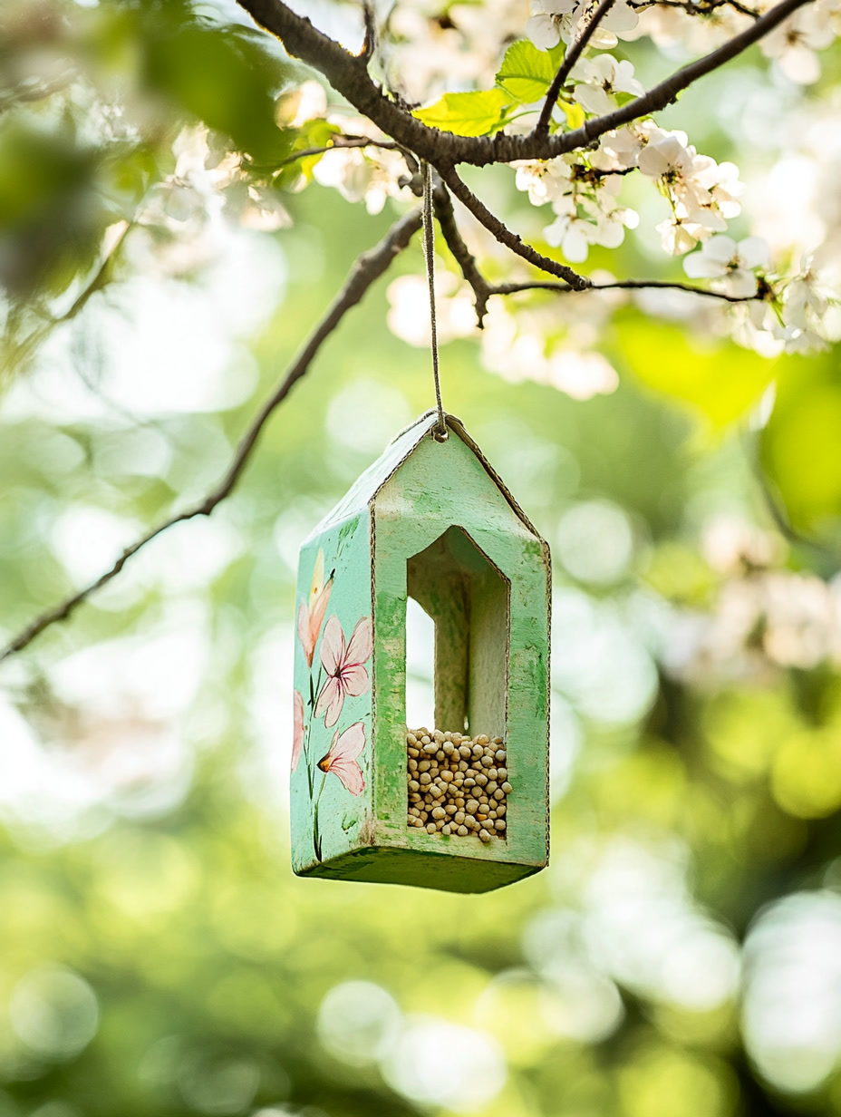 Детская кормушка для птиц из молочного пакета