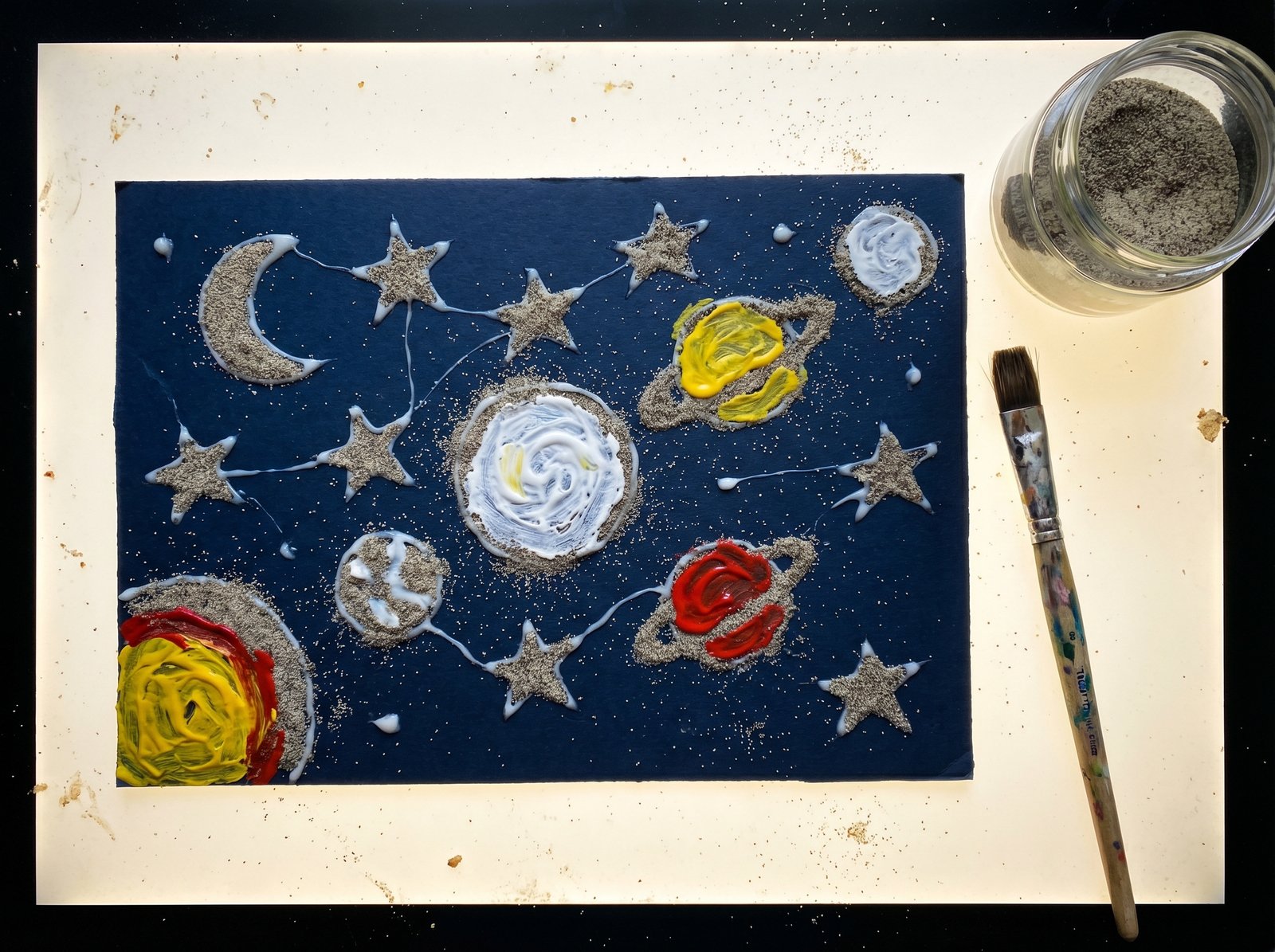 Рисование манкой звездное небо космос для детей