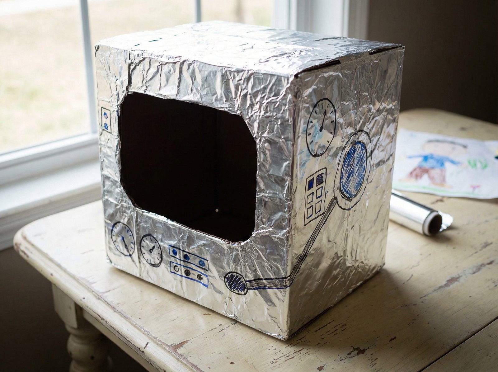 Космический шлем из картона и фольги детская поделка