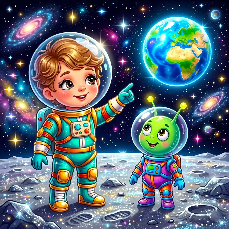 Мальчик-космонавт с ракетой