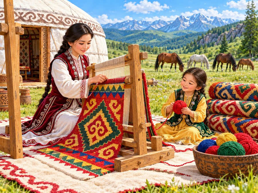 Башкирское ковроткачество у юрты