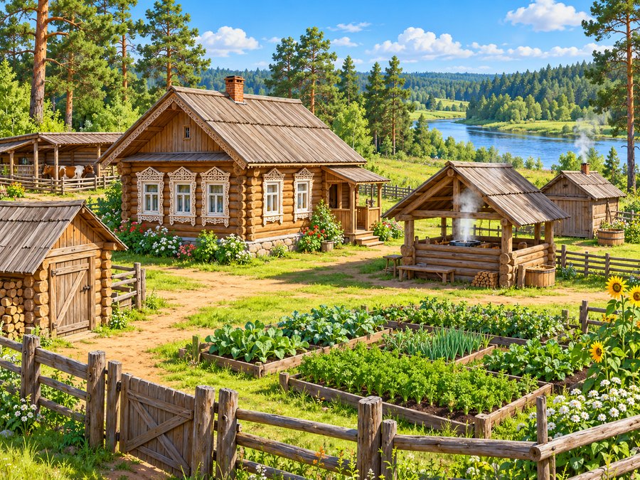 Марийская деревня среди сосновых лесов
