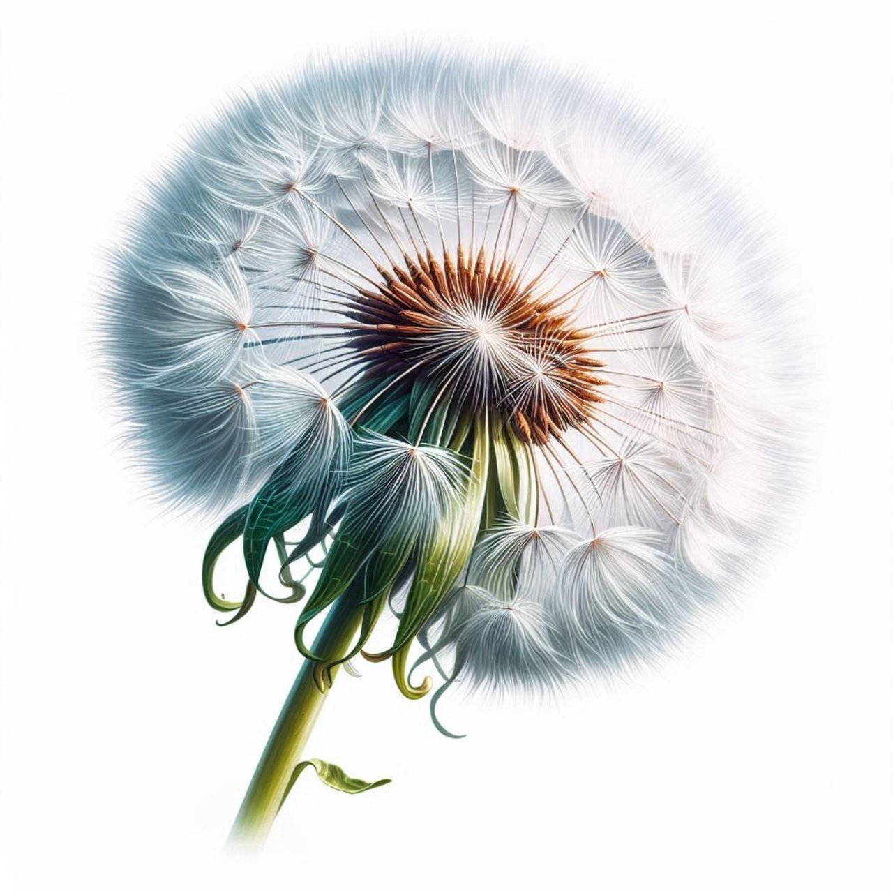 Белый пушок одуванчика крупным планом