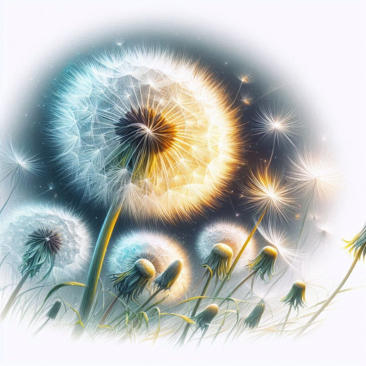 Семена одуванчика в полёте