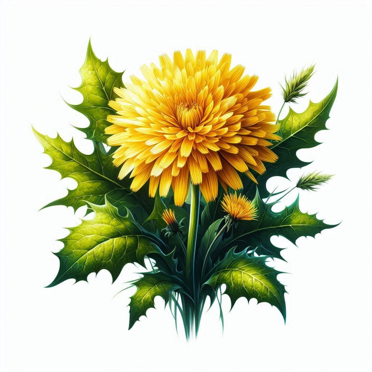 Один крупный жёлтый одуванчик