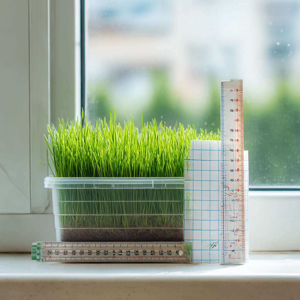 Пшеничная трава в длинном контейнере