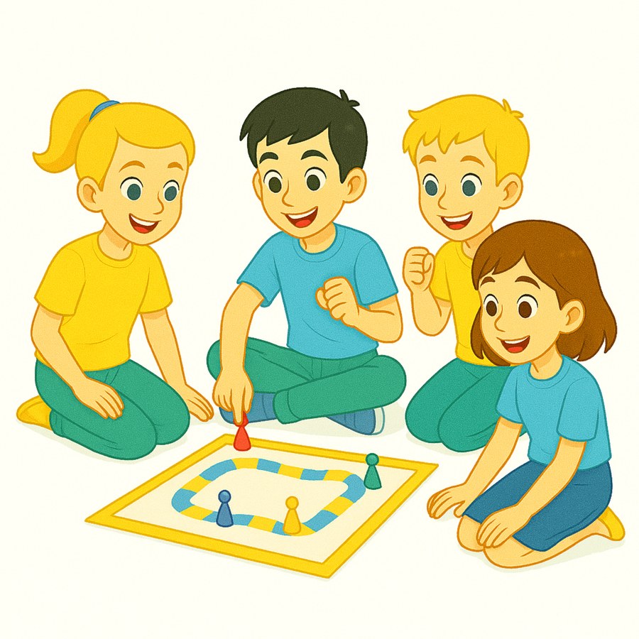 Дети играют в настольную игру