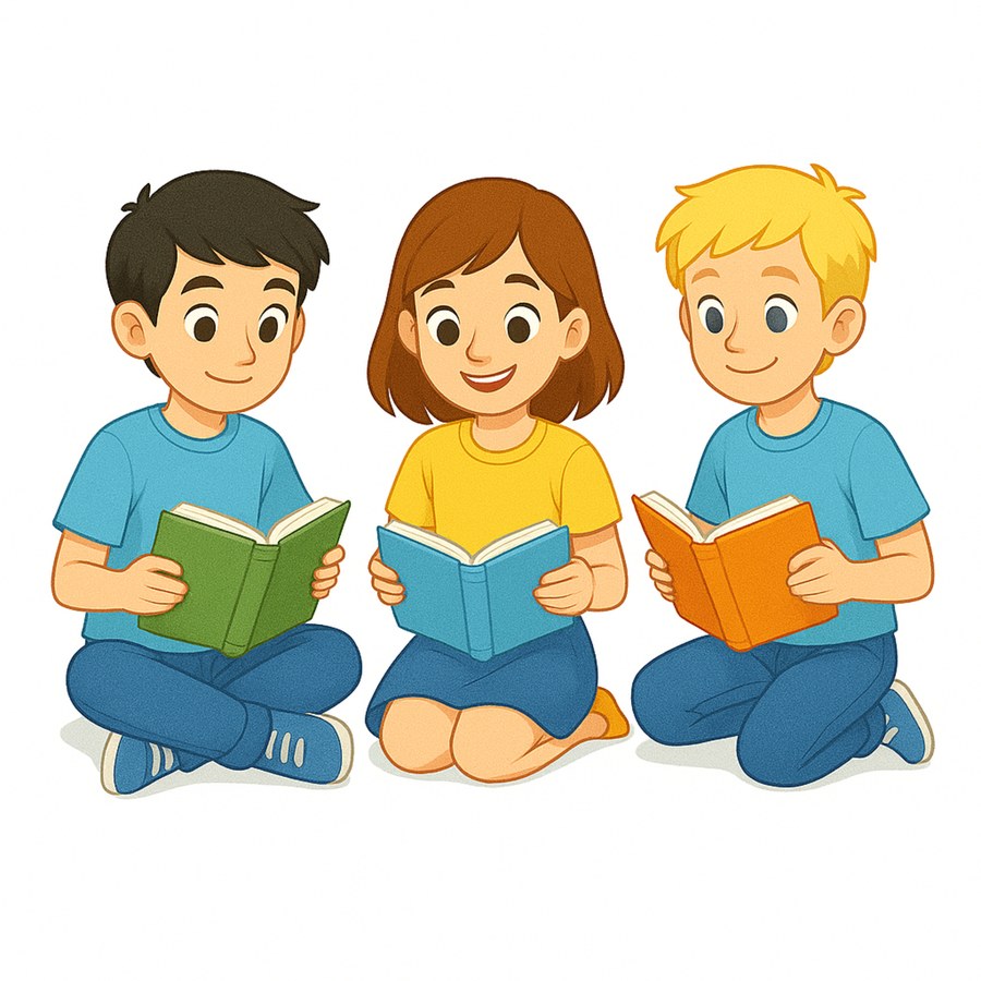 Дети спокойно читают книги