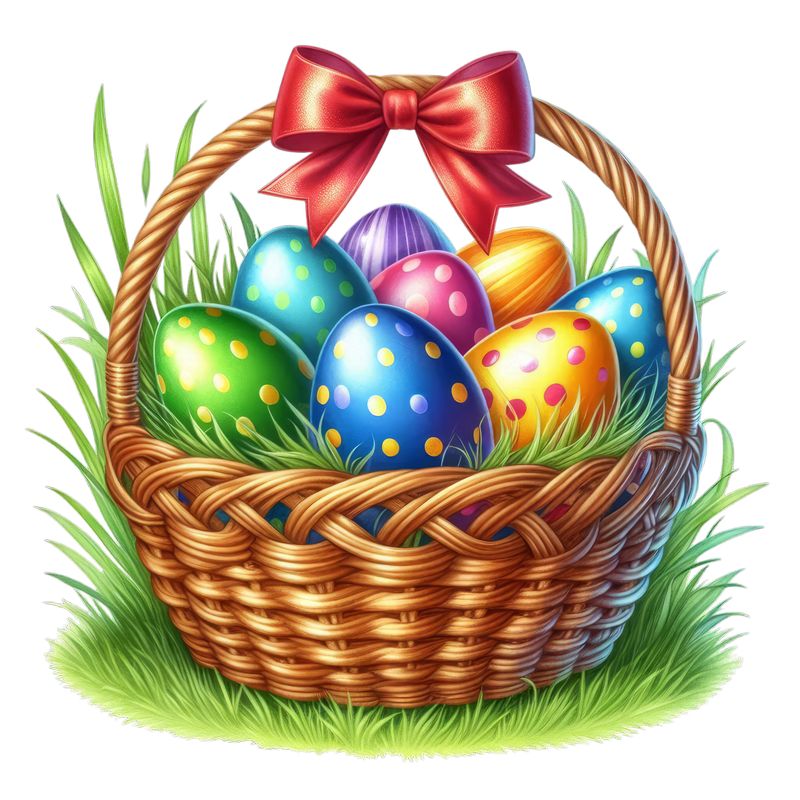 Пасхальная корзинка с яйцами и весенними цветами