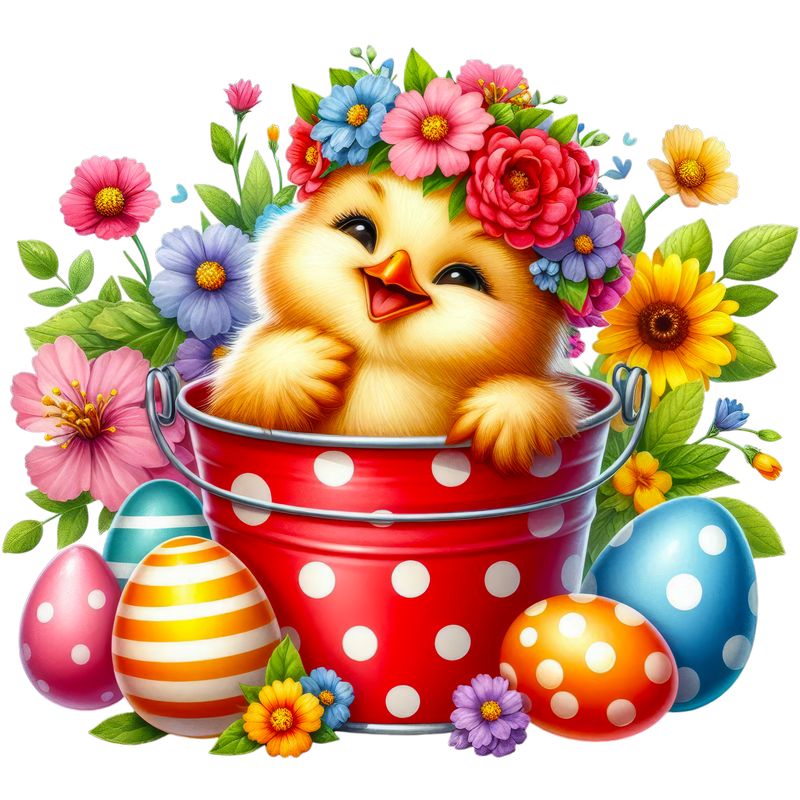 Пасхальный кролик с корзиной яиц