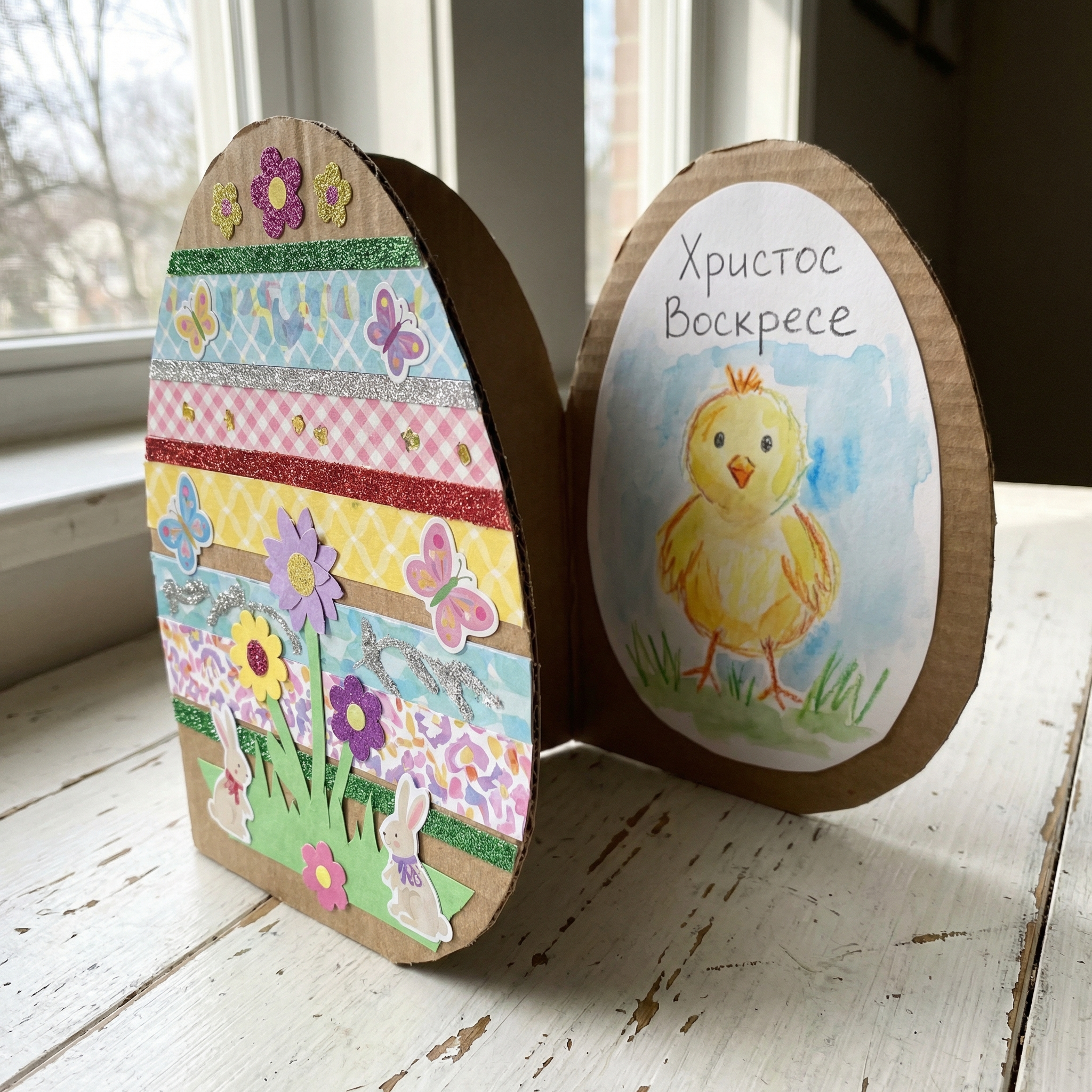 Пасхальная открытка-яйцо из картона
