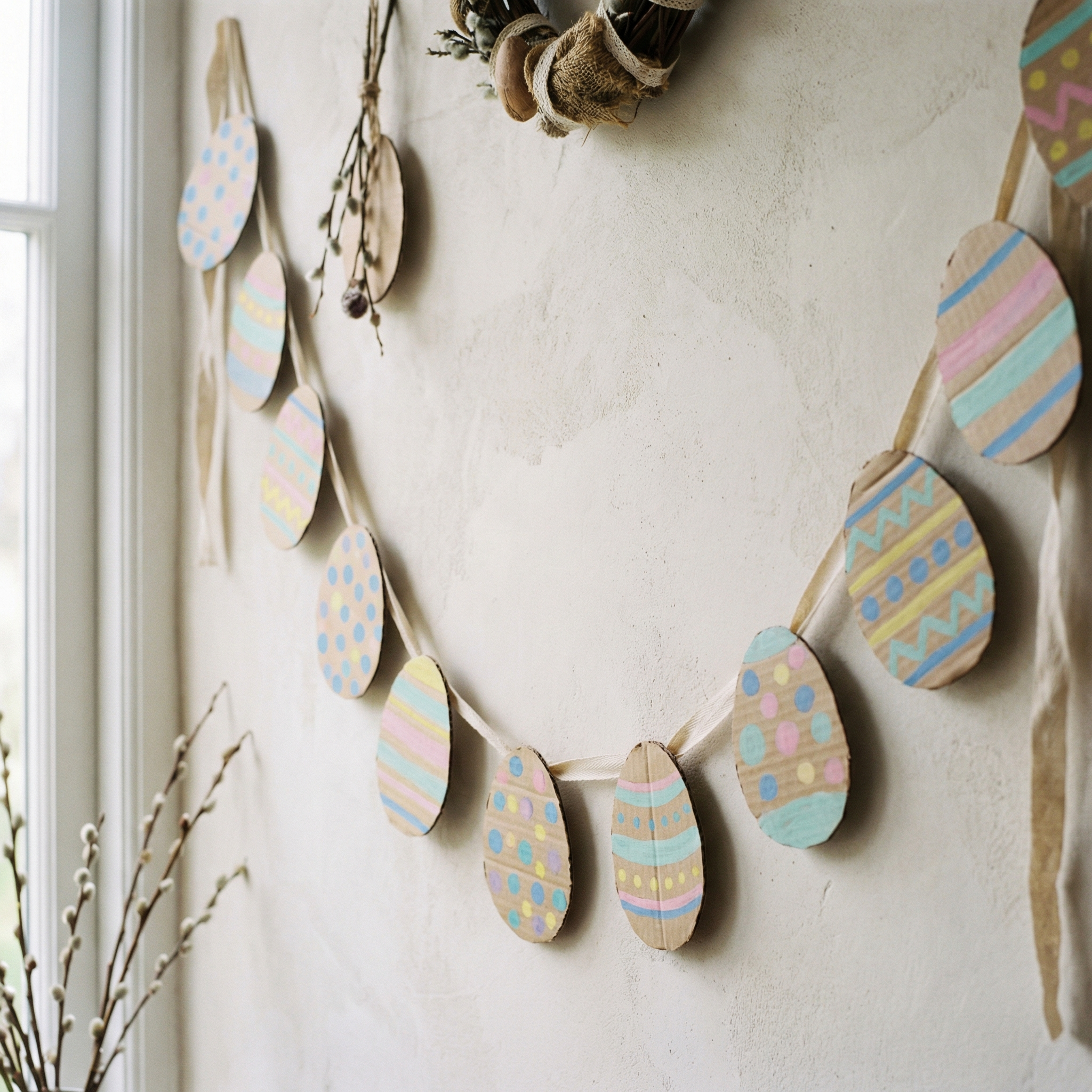 Гирлянда из бумажных пасхальных яиц