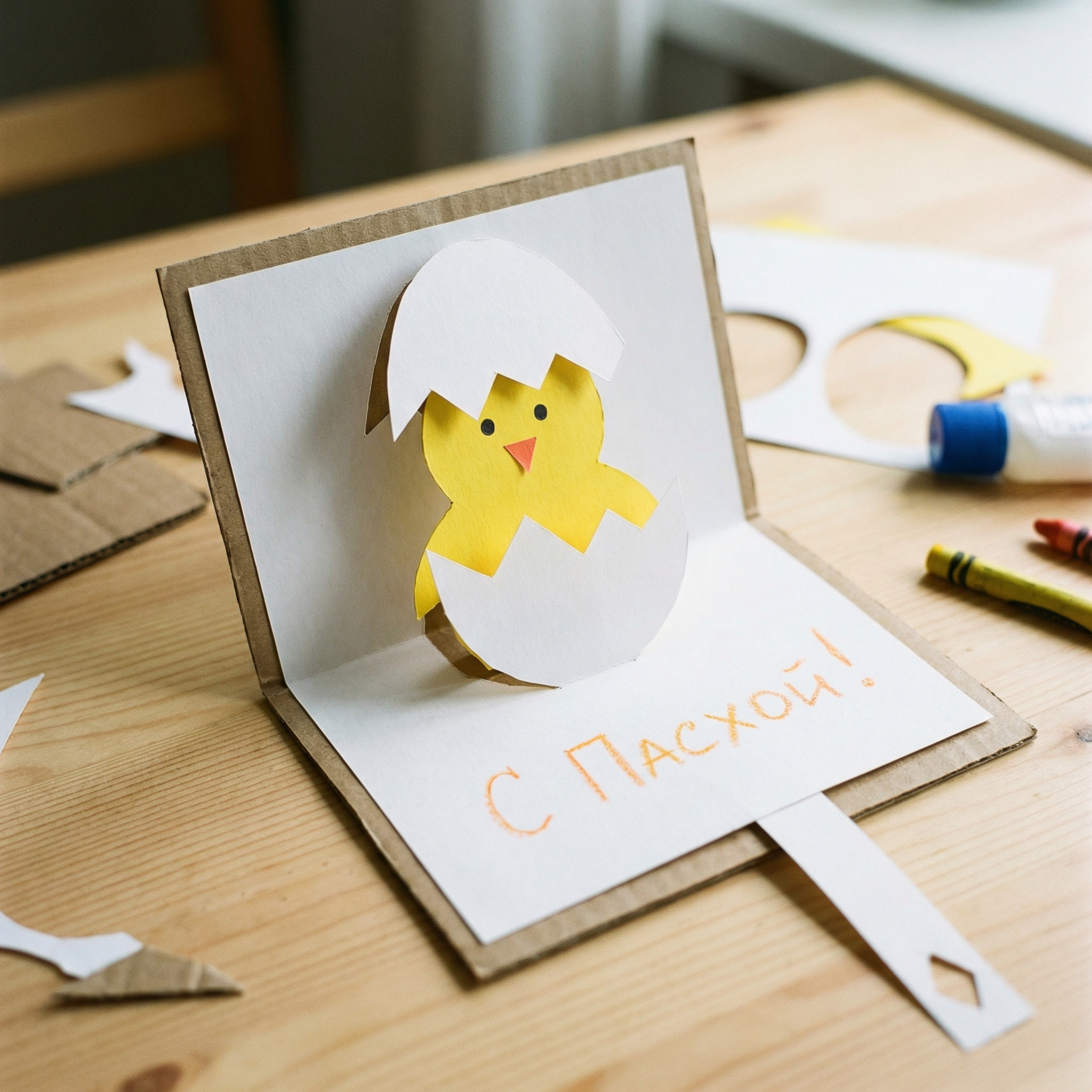 Ажурное яйцо из ниток с цыплёнком