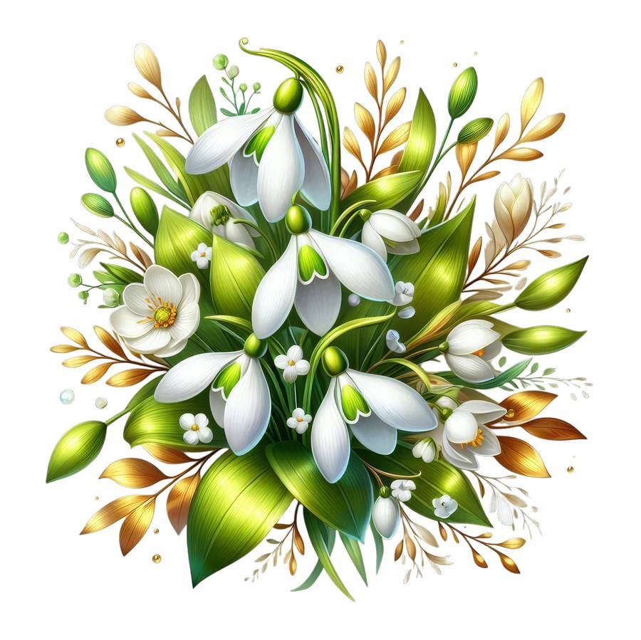 Подснежники с ягодами и листочками — вдохновение для творчества