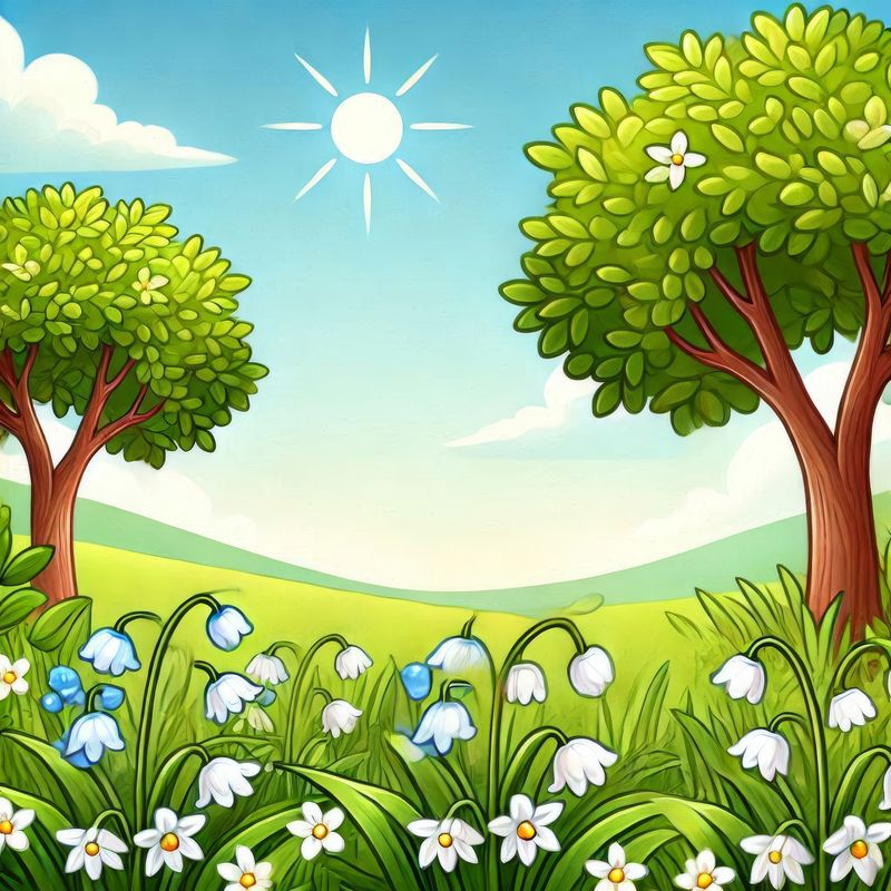 Весенний пейзаж с домиком