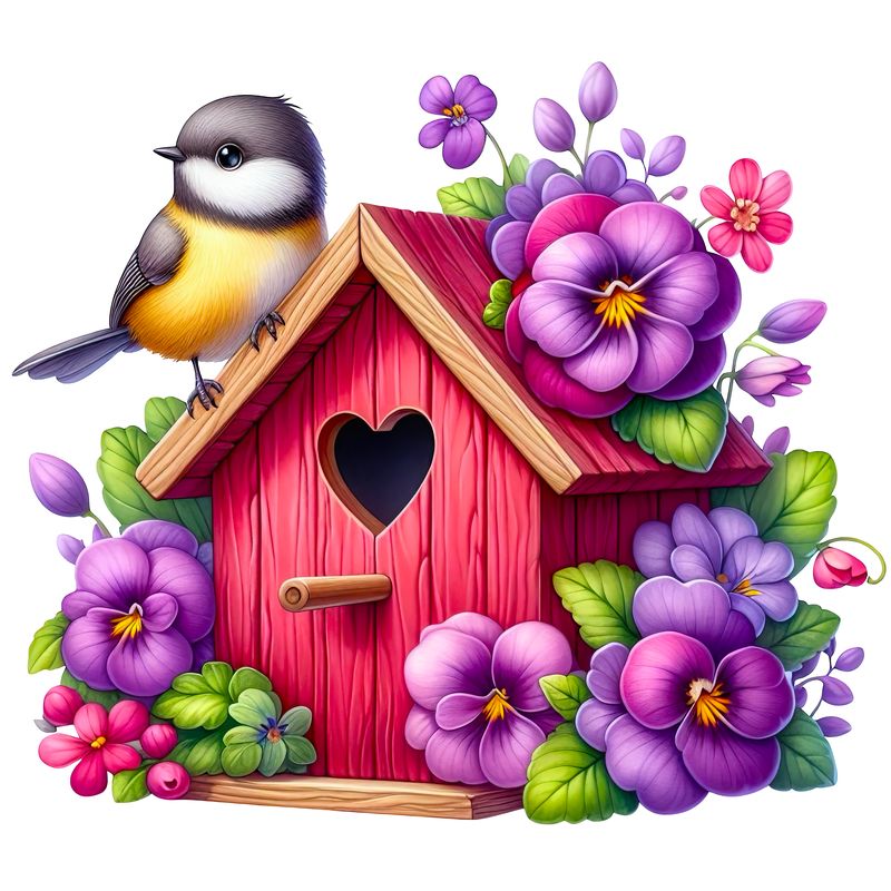Скворечник с птичкой
