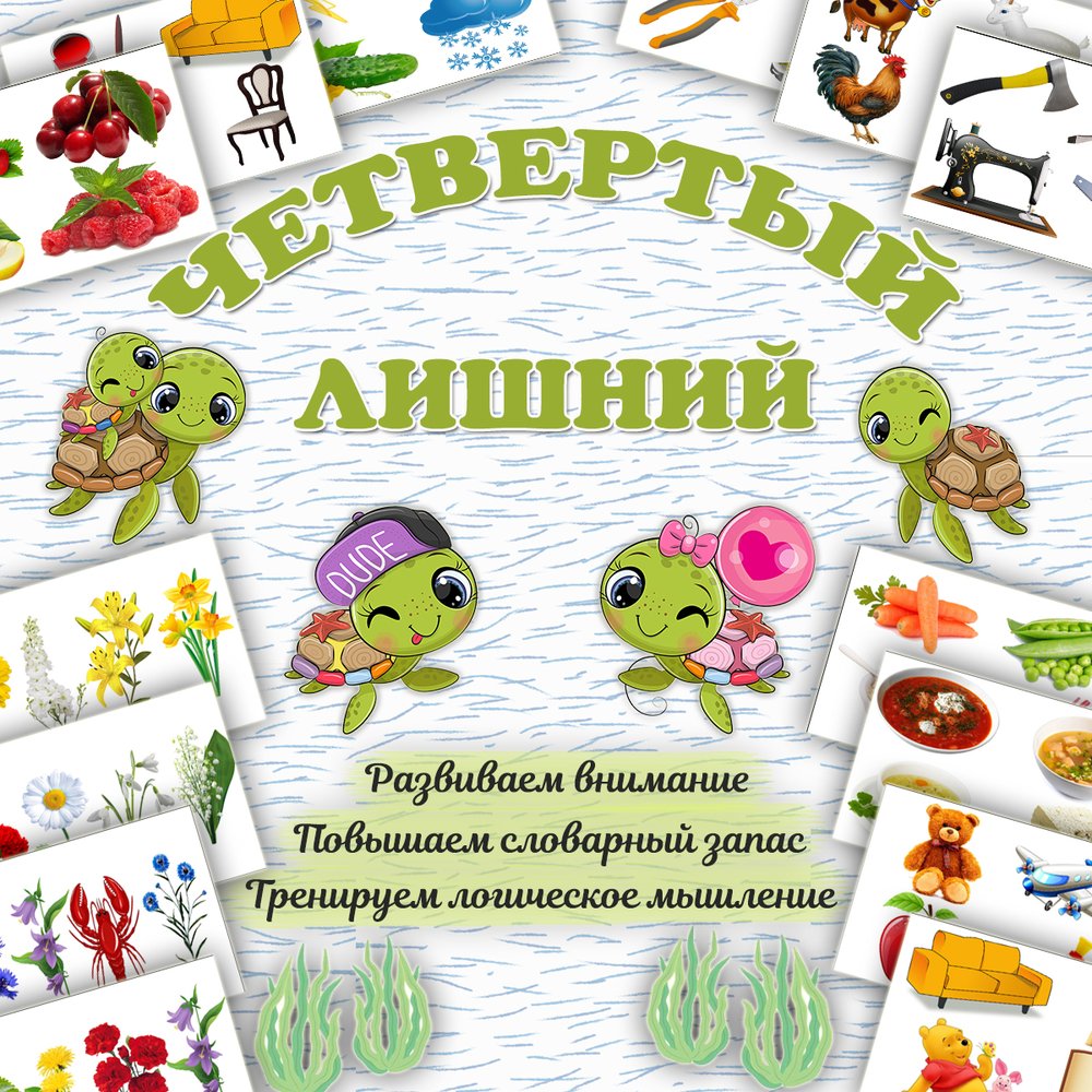 ЧЕТВЕРТЫЙ ЛИШНИЙ — логика, внимание, загадки — для детского сада — Играй и Развивайся