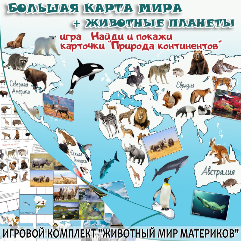 КАРТА МИРА И ЖИВОТНЫЕ ПЛАНЕТЫ