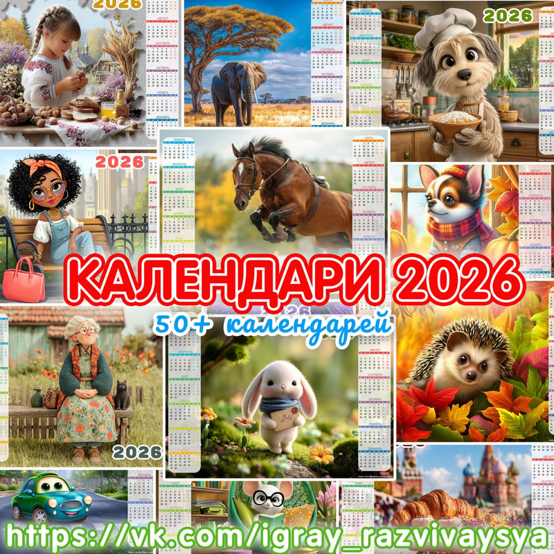 Календари 2026 — календари — для детского сада — Играй и Развивайся