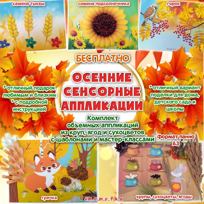 СЕНСОРНЫЕ ОСЕННИЕ АППЛИКАЦИИ — 3d, аппликации, осень — для детского сада — Играй и Развивайся