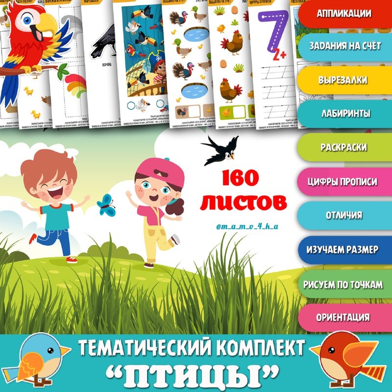 ТК ПТИЦЫ — аппликации, вырезалки, лабиринты — для детского сада — Играй и Развивайся