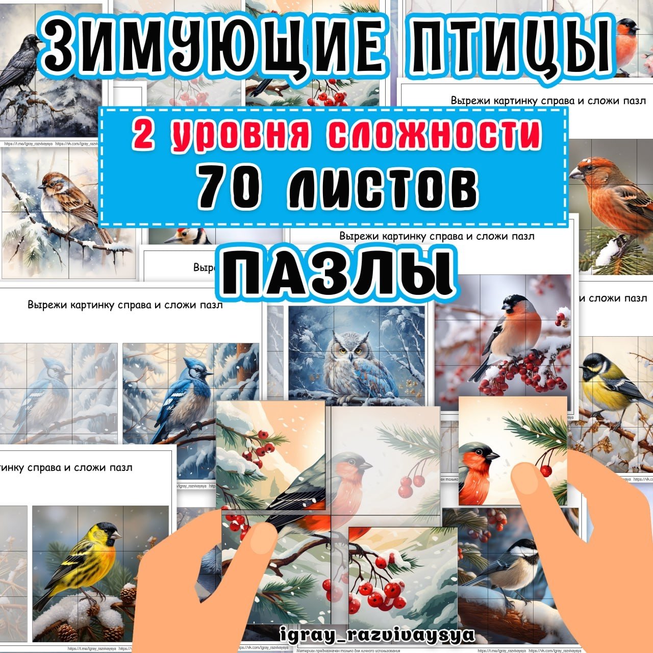 ПАЗЛЫ ЗИМУЮЩИЕ ПТИЦЫ — зимующие птицы, мелкая моторика, пазлы — скачать для детского сада