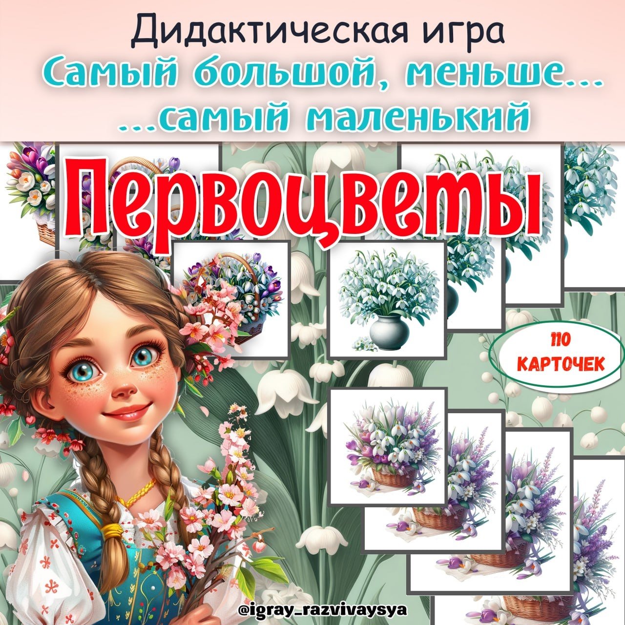 ОТ САМОГО БОЛЬШОГО К САМОМУ МАЛЕНЬКОМУ ПЕРВОЦВЕТЫ — первоцветы, дидактические игры, игра на размеры — для детского сада — ...