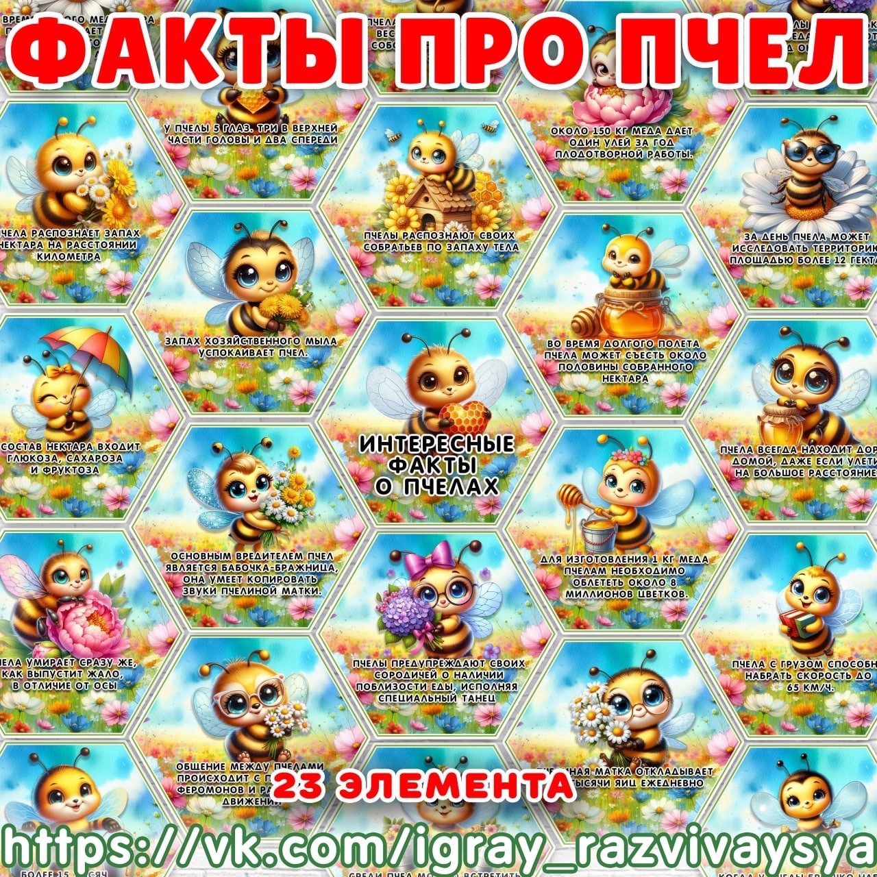 ФАКТЫ ПЧЕЛЫ — карточки, насекомые, пчелы — для детского сада — Играй и Развивайся
