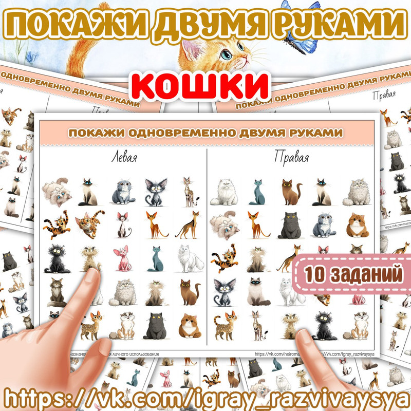 ПОКАЖИ ДВУМЯ РУКАМИ 2 КОШКИ