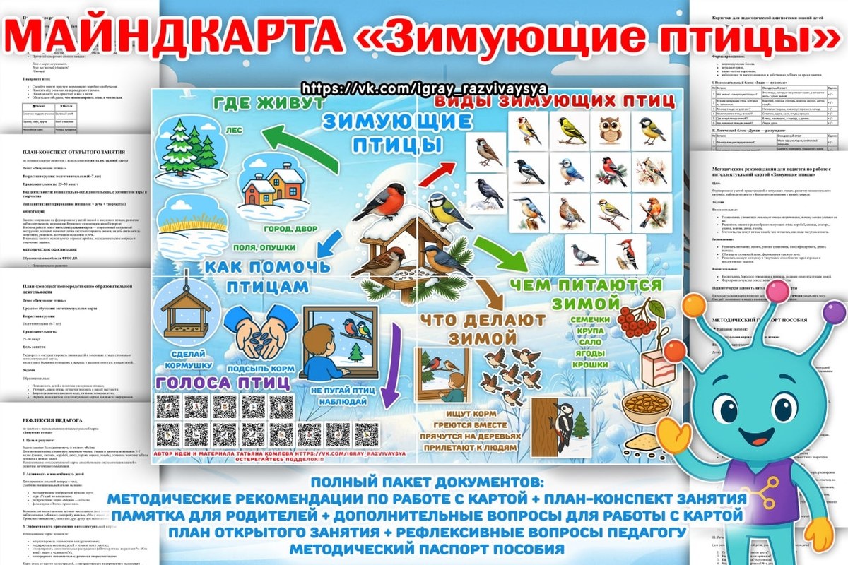ИНТЕЛЛЕКТ-КАРТА ЗИМУЮЩИЕ ПТИЦЫ