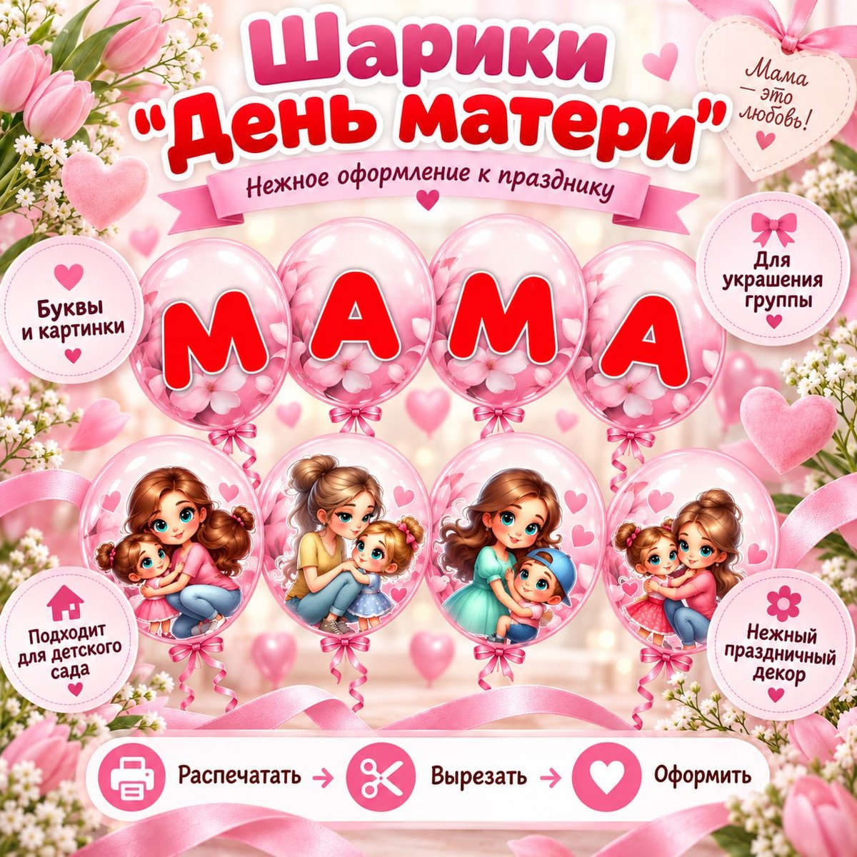ШАРИКИ ДЛЯ ОФОРМЛЕНИЯ ДЕНЬ МАТЕРИ