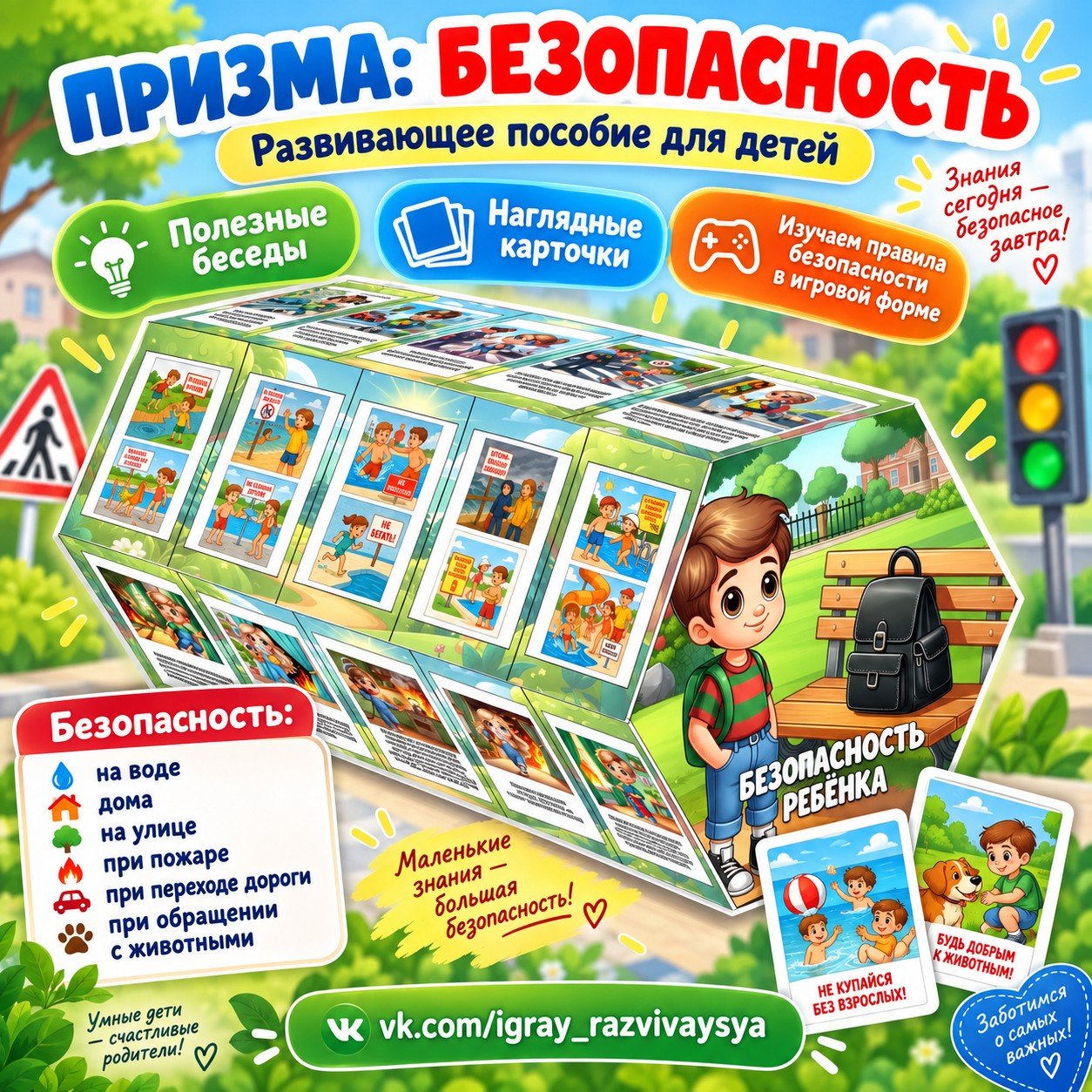 ПРИЗМА БЕЗОПАСНОСТЬ — 3d, безопасность, животные — для детского сада — Играй и Развивайся