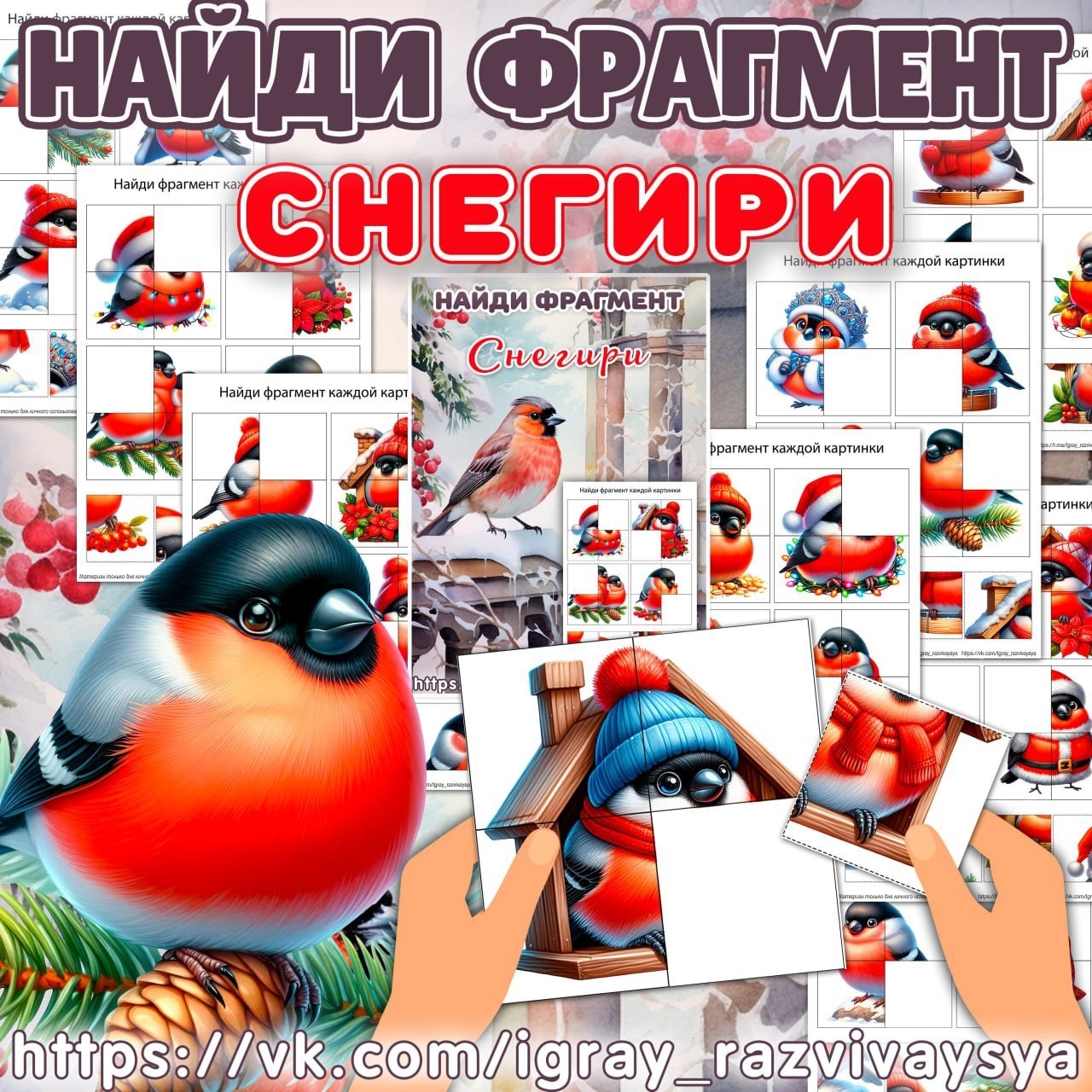 НАЙДИ ФРАГМЕНТ СНЕГИРИ — найди фрагмент, внимание, птицы — скачать для детского сада