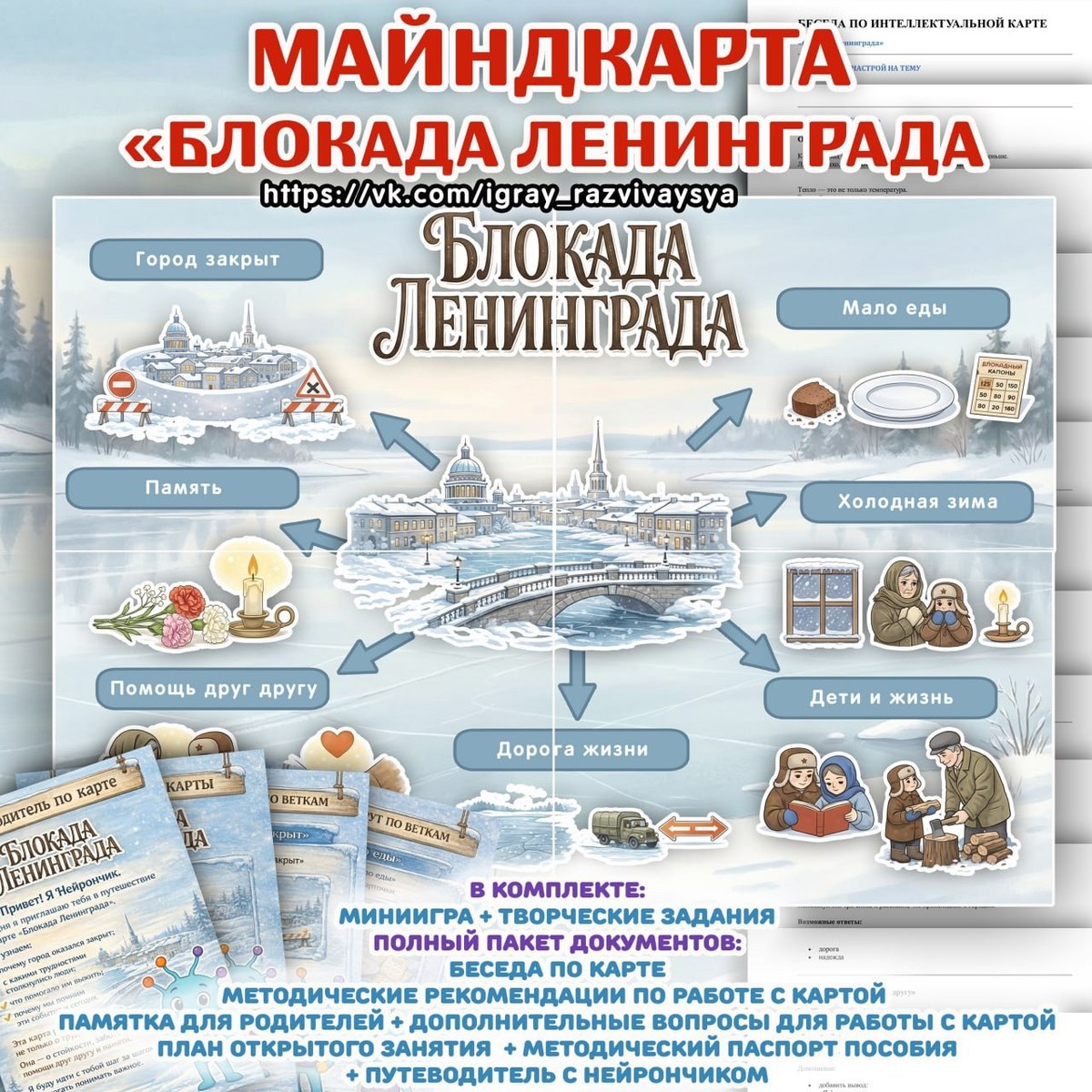 ИНТЕЛЛЕКТ-КАРТА БЛОКАДА ЛЕНИНГРАДА — патриотизм, нейро, блокада ленинграда — для детского сада — Играй и Развивайся