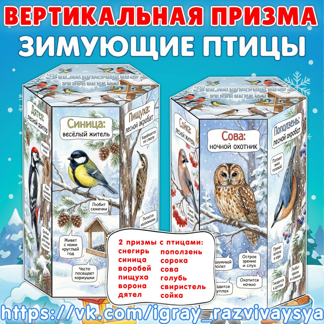 ВЕРТИКАЛЬНАЯ ПРИЗМА ЗИМУЮЩИЕ ПТИЦЫ