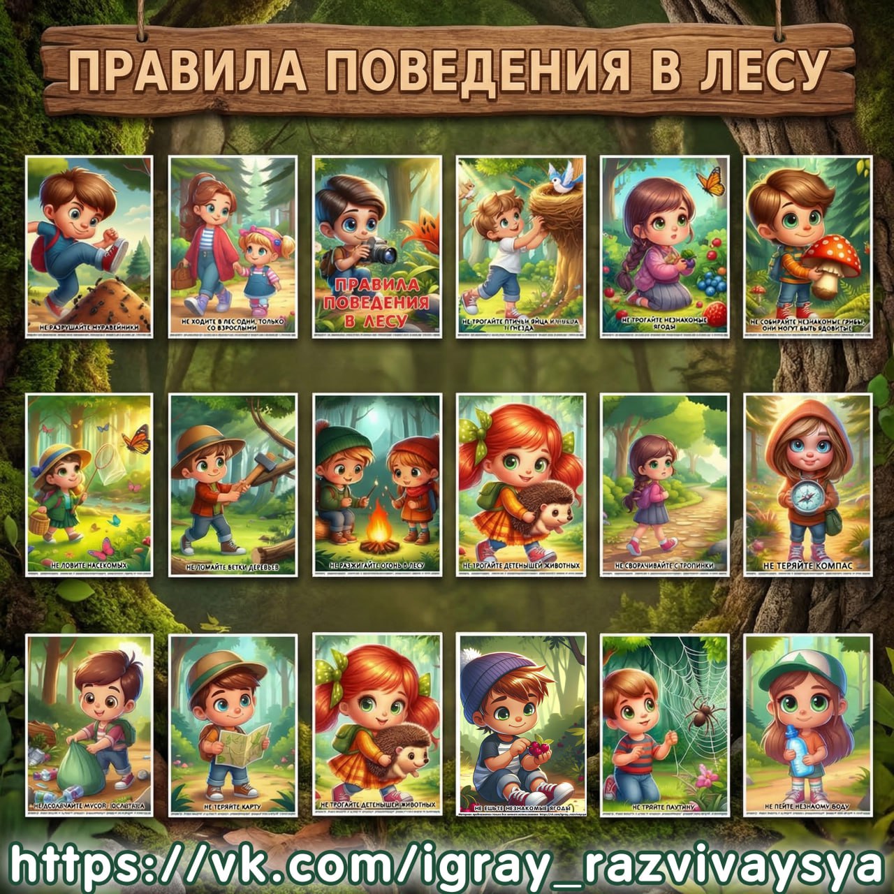 КАРТОЧКИ ПРАВИЛА ПОВЕДЕНИЯ В ЛЕСУ