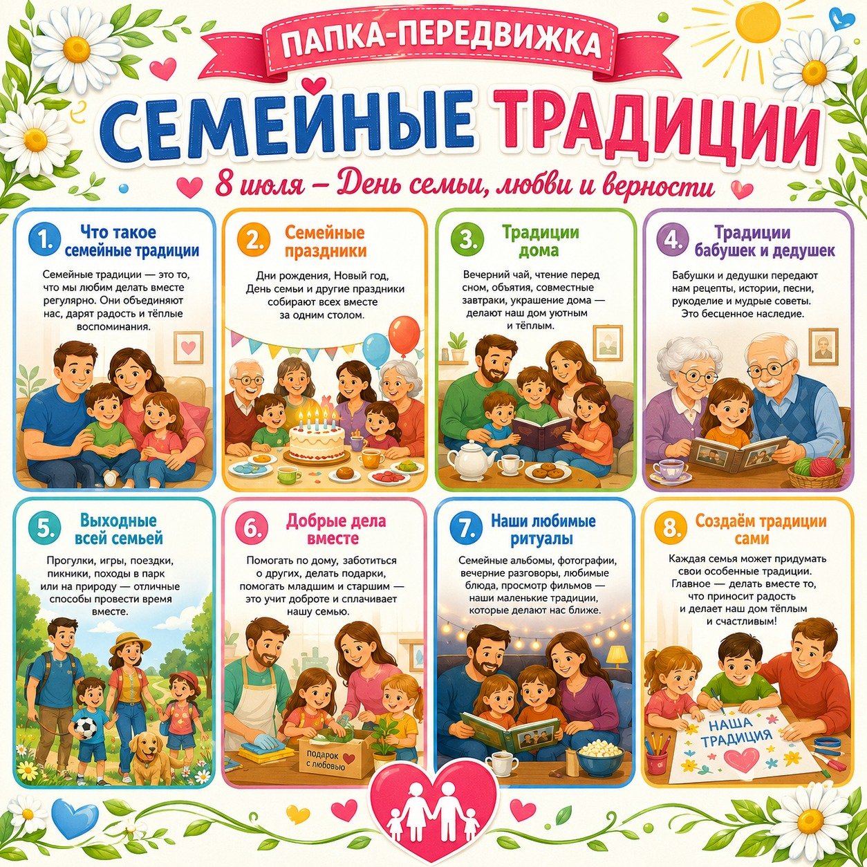 ПАПКА-ПЕРЕДВИЖКА «СЕМЕЙНЫЕ ТРАДИЦИИ» — папка передвижка, семья, семейные традиции — для детского сада — Играй и Развивайся