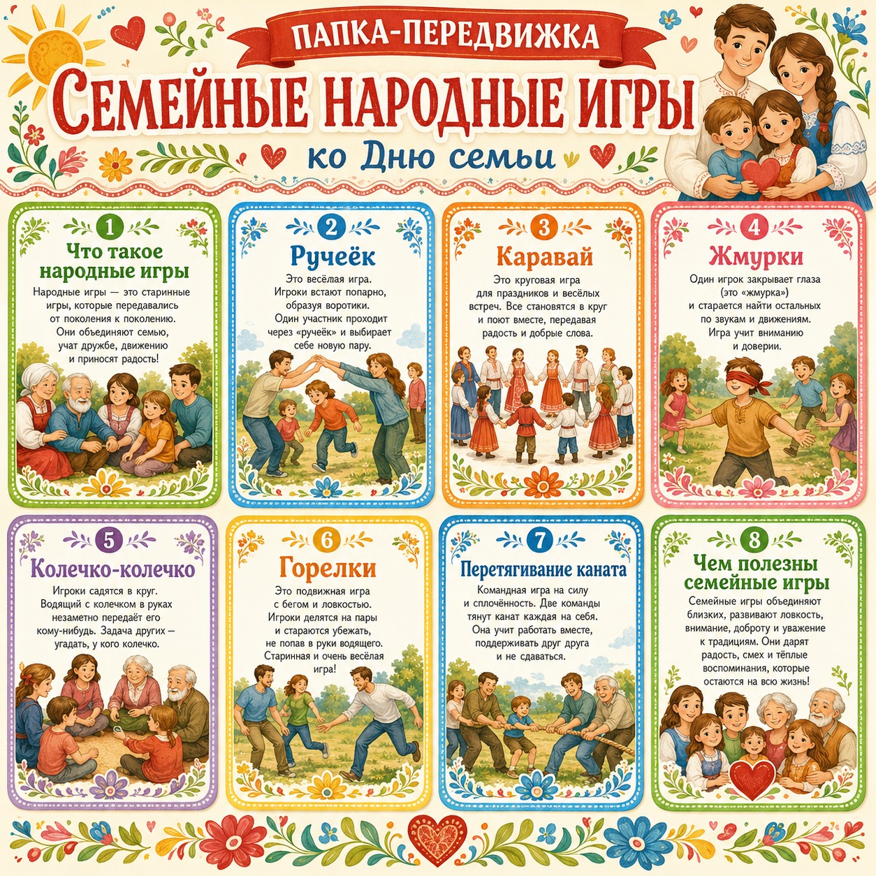 ПАПКА-ПЕРЕДВИЖКА «СЕМЕЙНЫЕ НАРОДНЫЕ ИГРЫ» — папка передвижка, семья, народные игры — скачать для детского сада