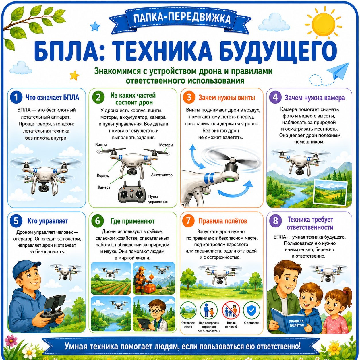 ПАПКА ПЕРЕДВИЖКА БПЛА ТЕХНИКА БУДУЩЕГО — безопасность, папка-передвижка — скачать для детского сада
