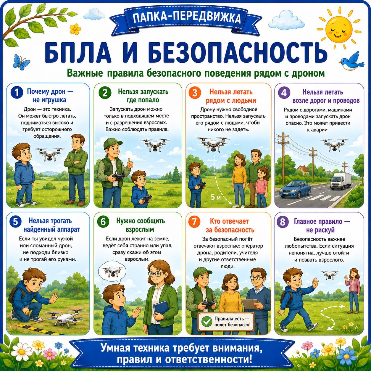 ПАПКА ПЕРЕДВИЖКА БПЛА И БЕЗОПАСНОСТЬ — безопасность, папка-передвижка — скачать для детского сада