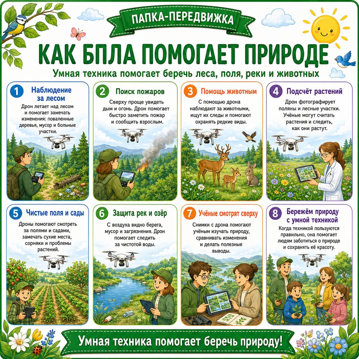 ПАПКА ПЕРЕДВИЖКА КАК БПЛА ПОМОГАЕТ ПРИРОДЕ — безопасность, папка-передвижка — скачать для детского сада