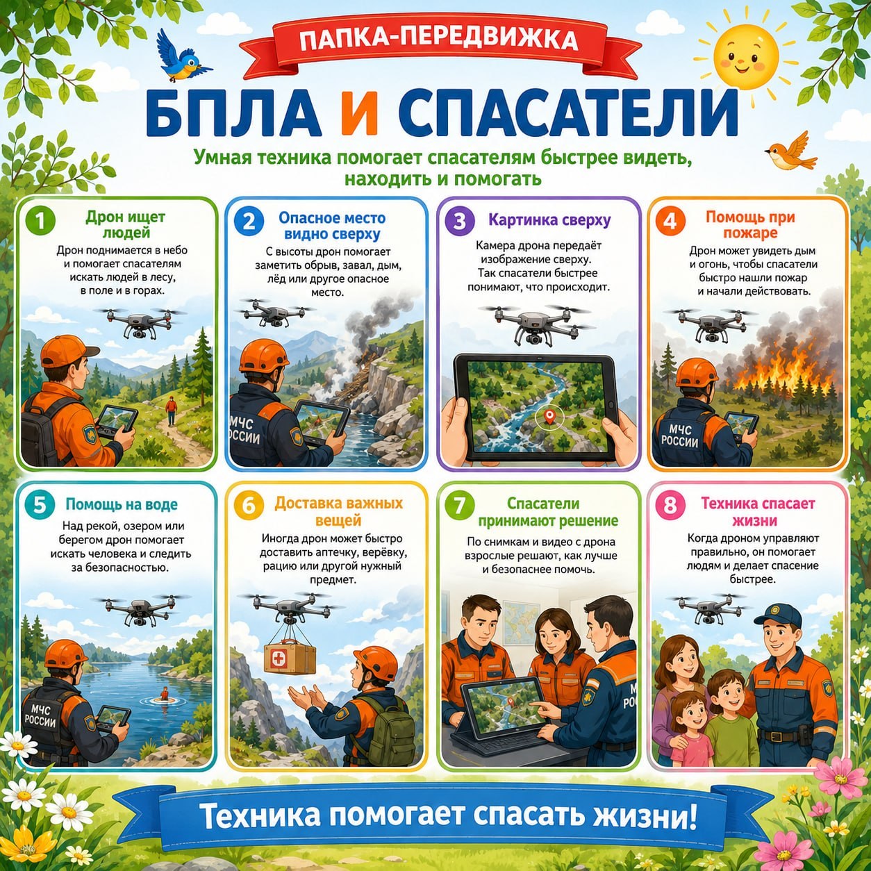 ПАПКА ПЕРЕДВИЖКА БПЛА И СПАСАТЕЛИ — безопасность, папка-передвижка — скачать для детского сада