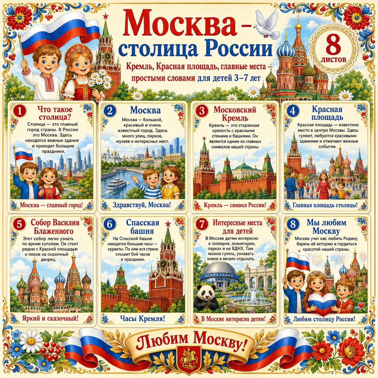 ПАПКА ПЕРЕДВИЖКА МОСКВА — СТОЛИЦА РОССИИ — Москва, папка-передвижка, Россия — для детского сада — Играй и Развивайся