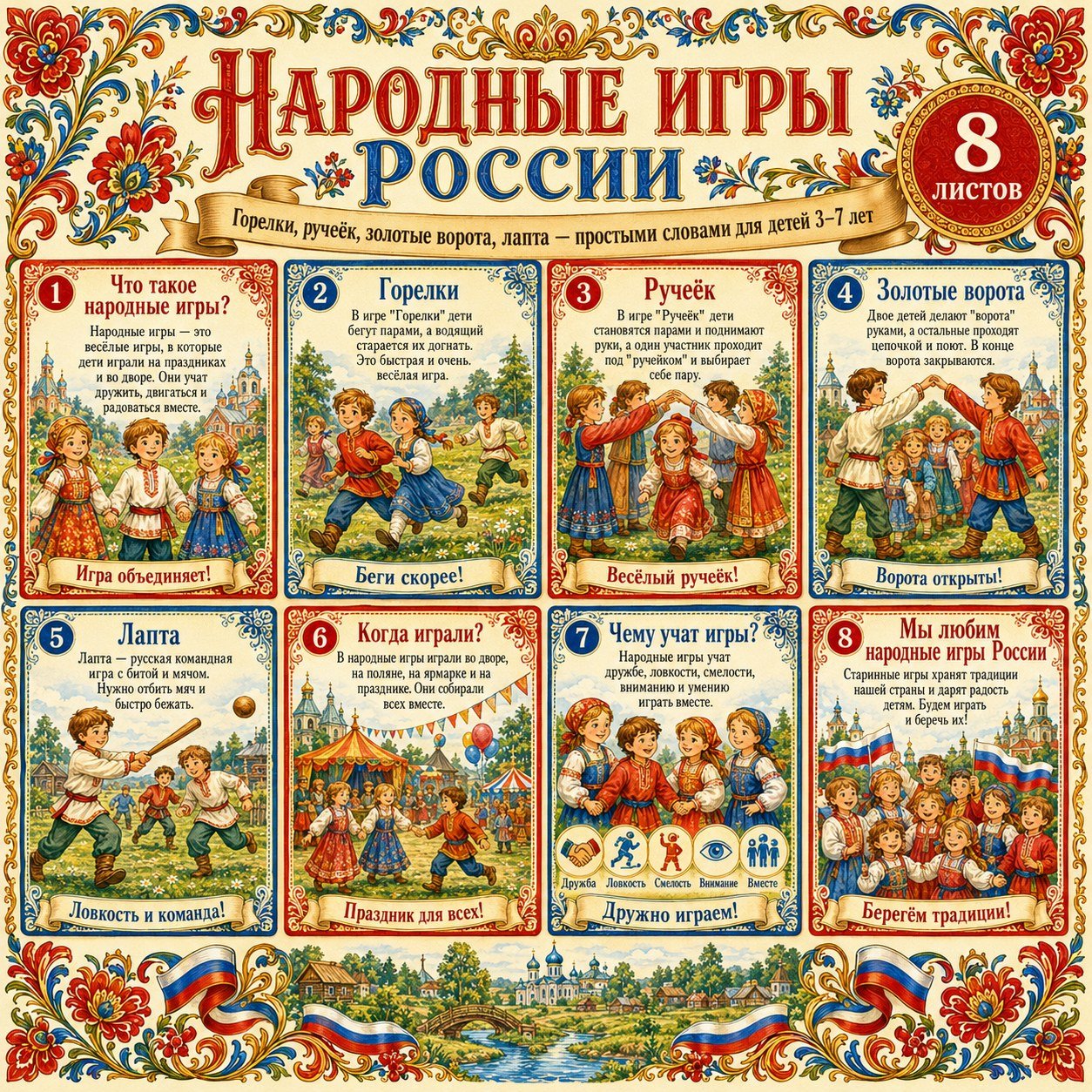 ПАПКА ПЕРЕДВИЖКА НАРОДНЫЕ ИГРЫ РОССИИ — папка-передвижка, Россия, патриотическое воспитание — для детского сада — Играй и ...