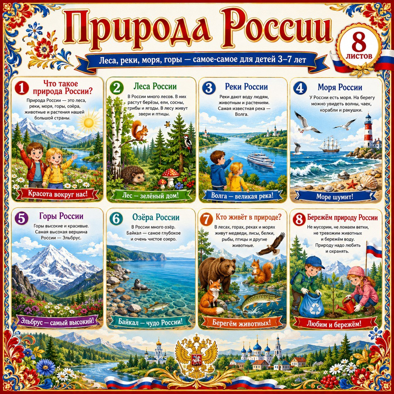 ПАПКА ПЕРЕДВИЖКА ПРИРОДА РОССИИ — папка-передвижка, Россия, патриотическое воспитание — для детского сада — Играй и Развив...